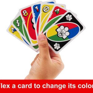 Mattel Games UNO Flex Card Game for Family Night Where Cards Change Color When Flexed in Collectible Tin Box