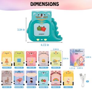 BubbleBash Preschool Learning Flashcards Machine, Dinosaur Design with 224 Words, Teal