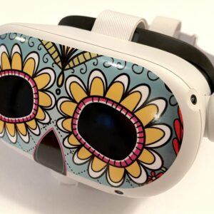 Sugar Skull (Green) Decal for Quest 2 VR Headset - Meta / Oculus - Glossy Vinyl Sticker