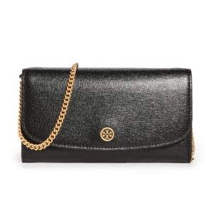 Tory Burch Women's Robinson Chain Wallet, Black, One Size