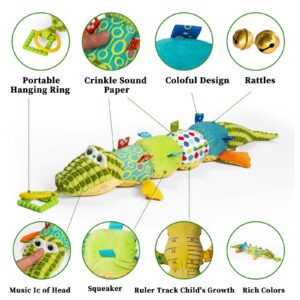 Jollybaby Baby Toys, Tummy Time Baby Toys with Rattles, Crinkle, Newborn Baby Musical Toys for Infant 0 3 6 9 12 Months Boys & Girls-Alligator