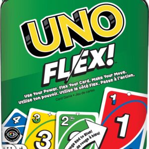 Mattel Games UNO Flex Card Game for Family Night Where Cards Change Color When Flexed in Collectible Tin Box