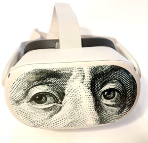 ben franklin decal for quest 2 vr headset - meta/oculus - glossy vinyl sticker