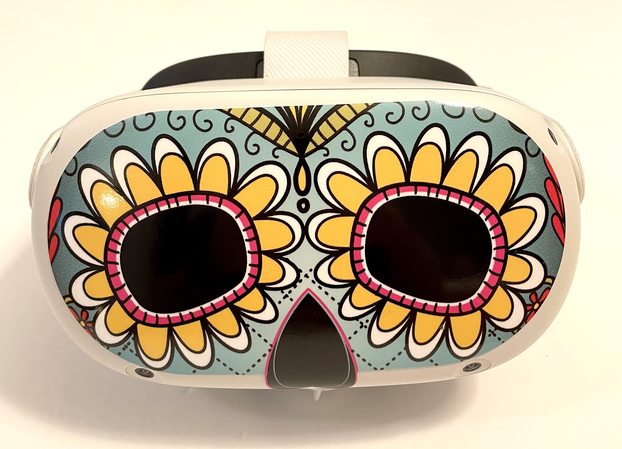 Sugar Skull (Green) Decal for Quest 2 VR Headset - Meta / Oculus - Glossy Vinyl Sticker