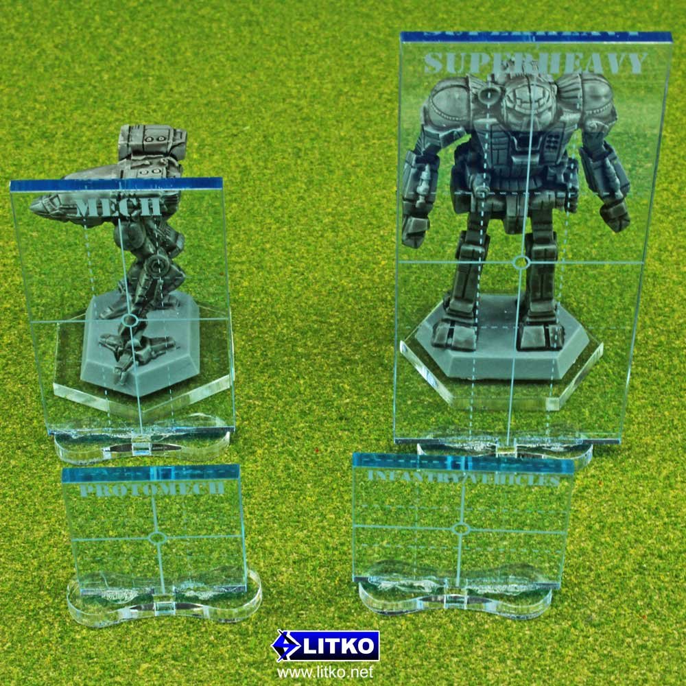 LITKO Practical Line of Sight Marker Set Compatible with Battletech, Transparent Light Blue (4)