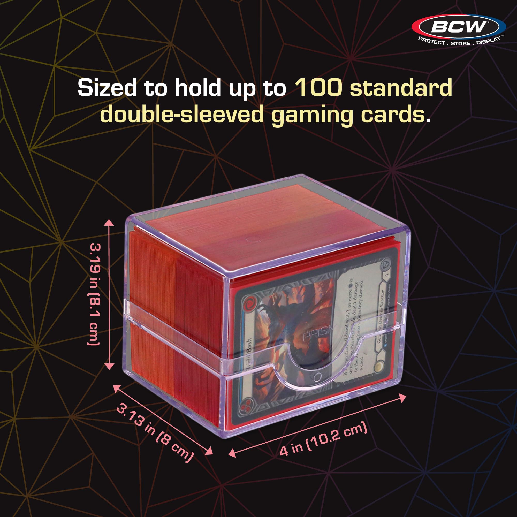 BCW Spectrum Prism Deck Case - Electric Blue - 1 ct | Secure Snap Closure Card Deck Case | Fits 100 Double-Sleeved Cards | Trading Card Deck Storage Ideal for Magic the Gathering, Pokemon, and More