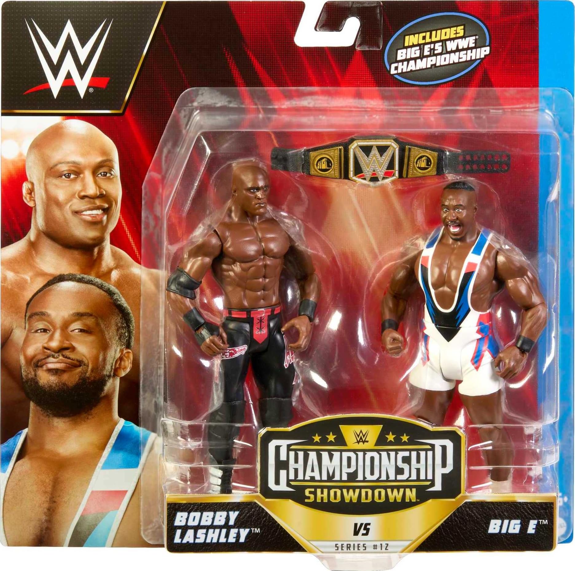 Mattel WWE Big E vs Bobby Lashley Championship Showdown Action Figure 2-Pack with Mattel WWE Championship, 6-inch