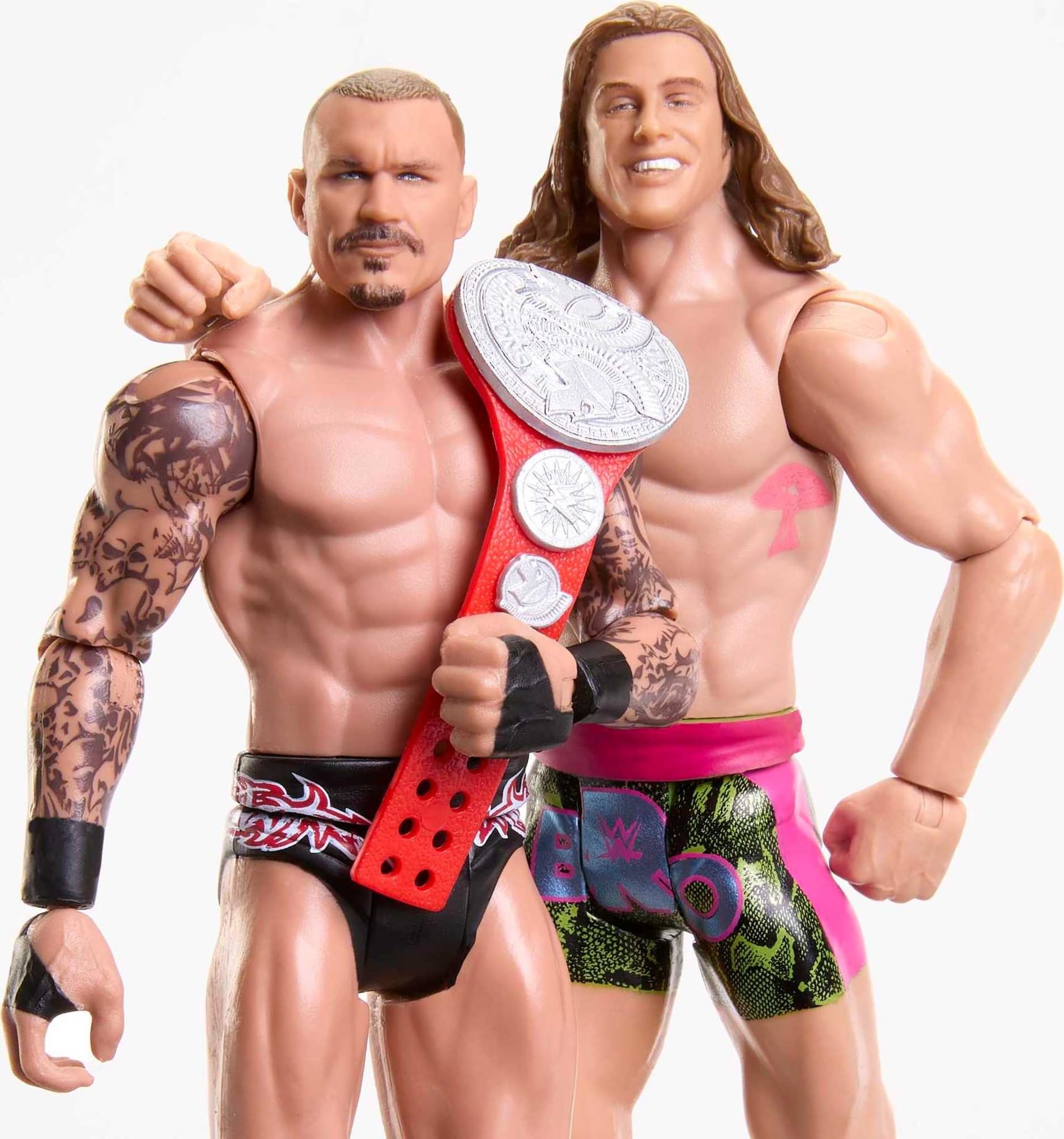 Mattel WWE Randy Orton & Matt Riddle Championship Showdown Action Figure 2-Pack with RAW Tag Team Championship, 6-inch