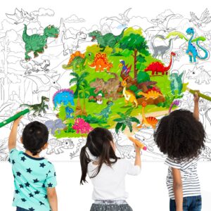 funrous dinosaur jumbo giant coloring poster for kids 45 x 31.5 inch table wall coloring pages sauropoda animals huge coloring paper large coloring sheets for art activities kid birthday home