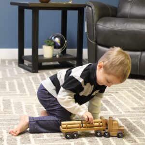 AmishToyBox.com Log Truck Wooden Toy - Amish-Made in Lancaster County, Pennsylvania - with 6 Removable Logs