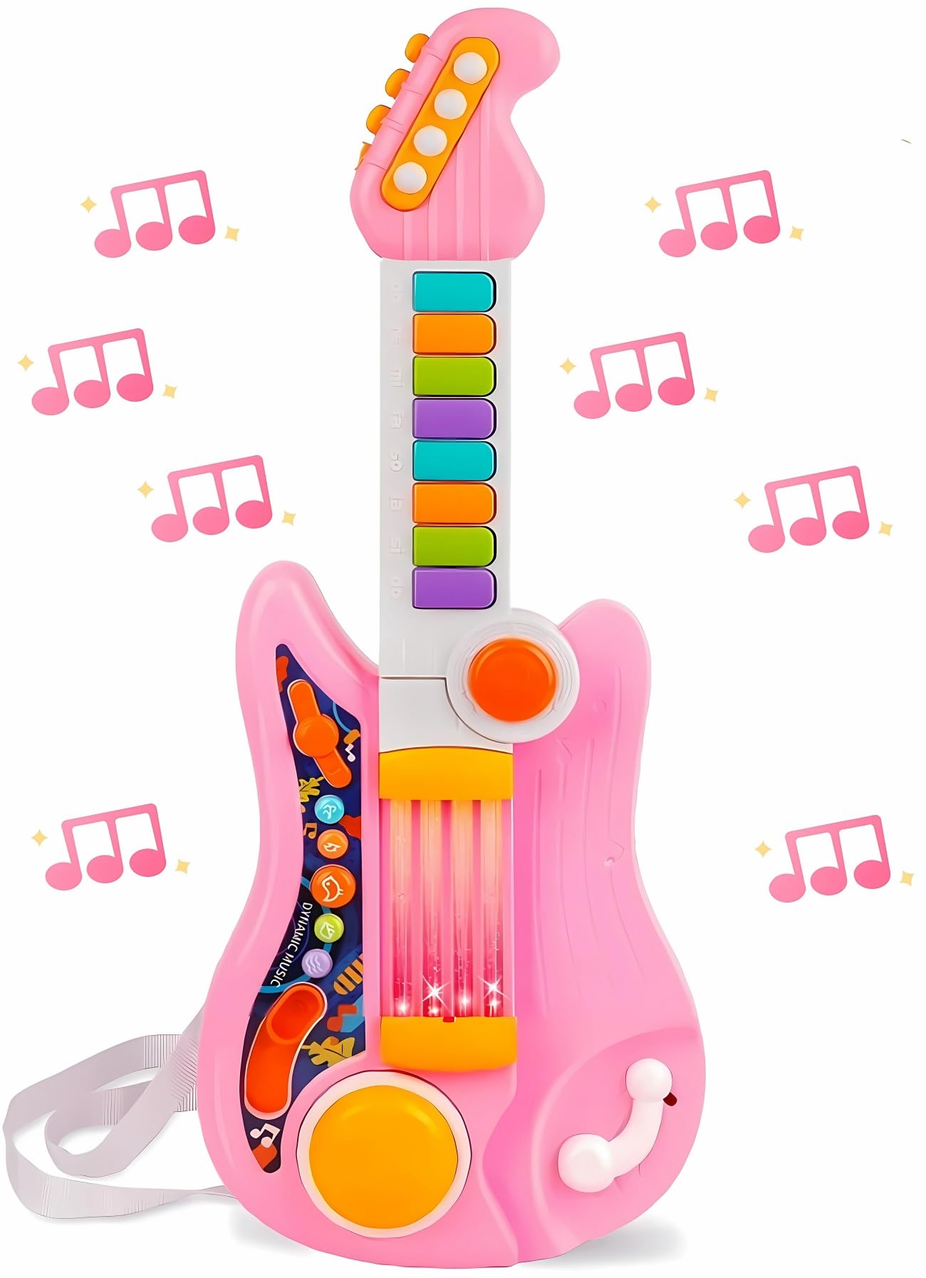 Kids Guitar, Perkidern Kids Electric Guitar Toy Toddler Guitar with Piano Mode Baby Guitar Children Guitar with Strap and Lights Ideal for 3+ Year Old Boys Girls Birthday