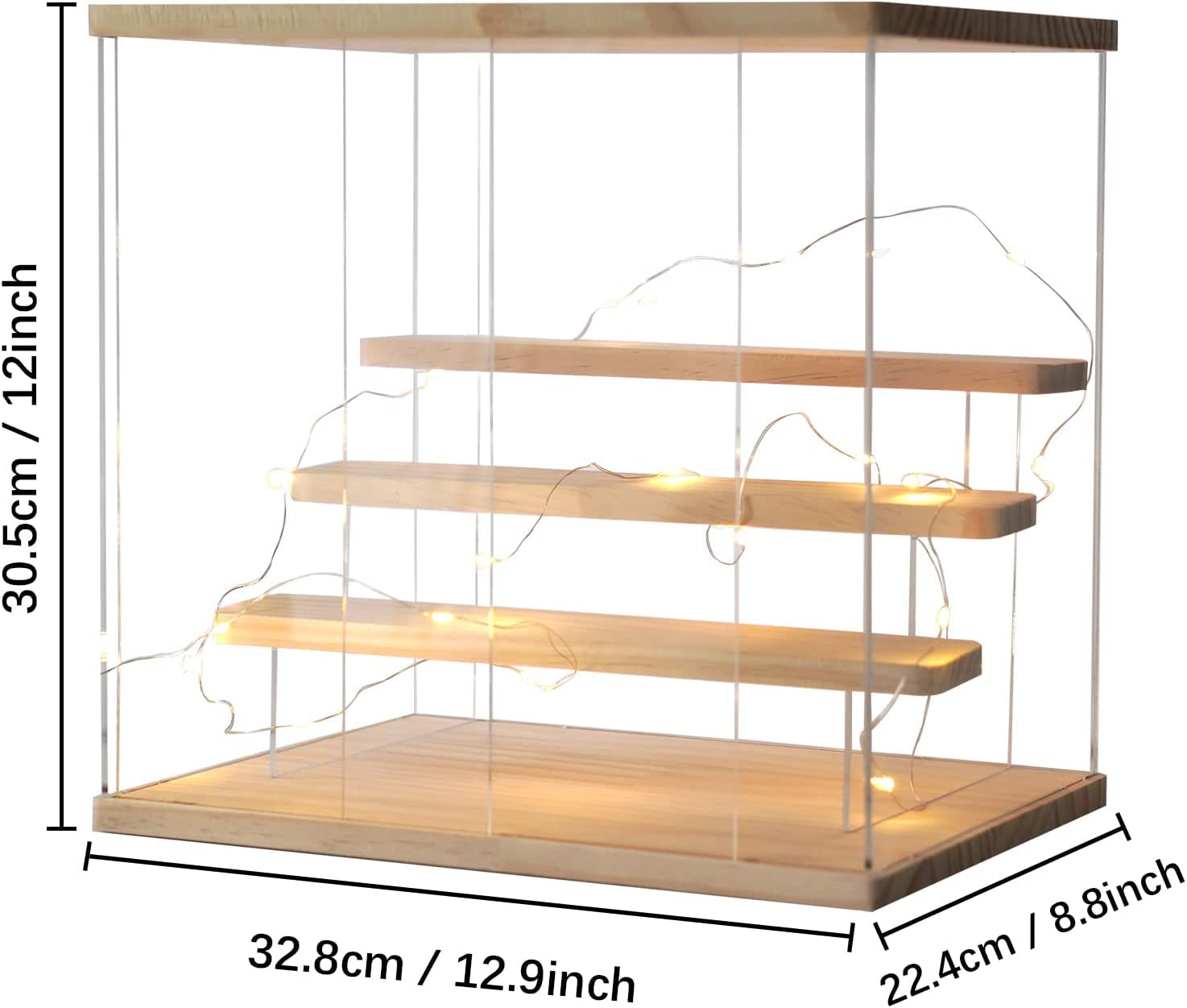 Large Clear Acrylic Display Case for Action Figure Funko Pop Collectibles ,Display Stand Riser Shelf with 3 Steps,Display Box for Toy Collectibles (3 Layer)