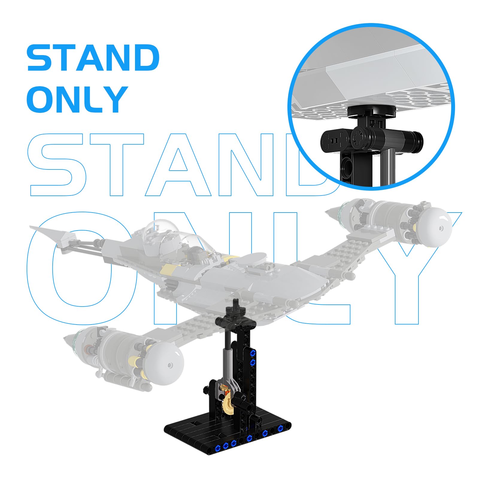 Display Stand for Lego Mando N-1 Fighter 75325 Building Kit, Adjustable Angle Multifunctional Bracket, Fun Buildable Toy Playset for Kids Aged 6 and Up (58 Pieces)