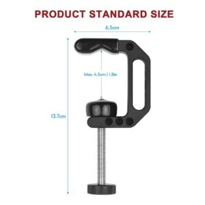 Lanxire Microphone Holder C Clamp with 1/4" and 3/8" Threaded Holes, Mic Clip for Radio Studio, Podcast, Gaming, 5/8" Mic Screw Adapter for Microphones, Max Load 12lb / 5kg