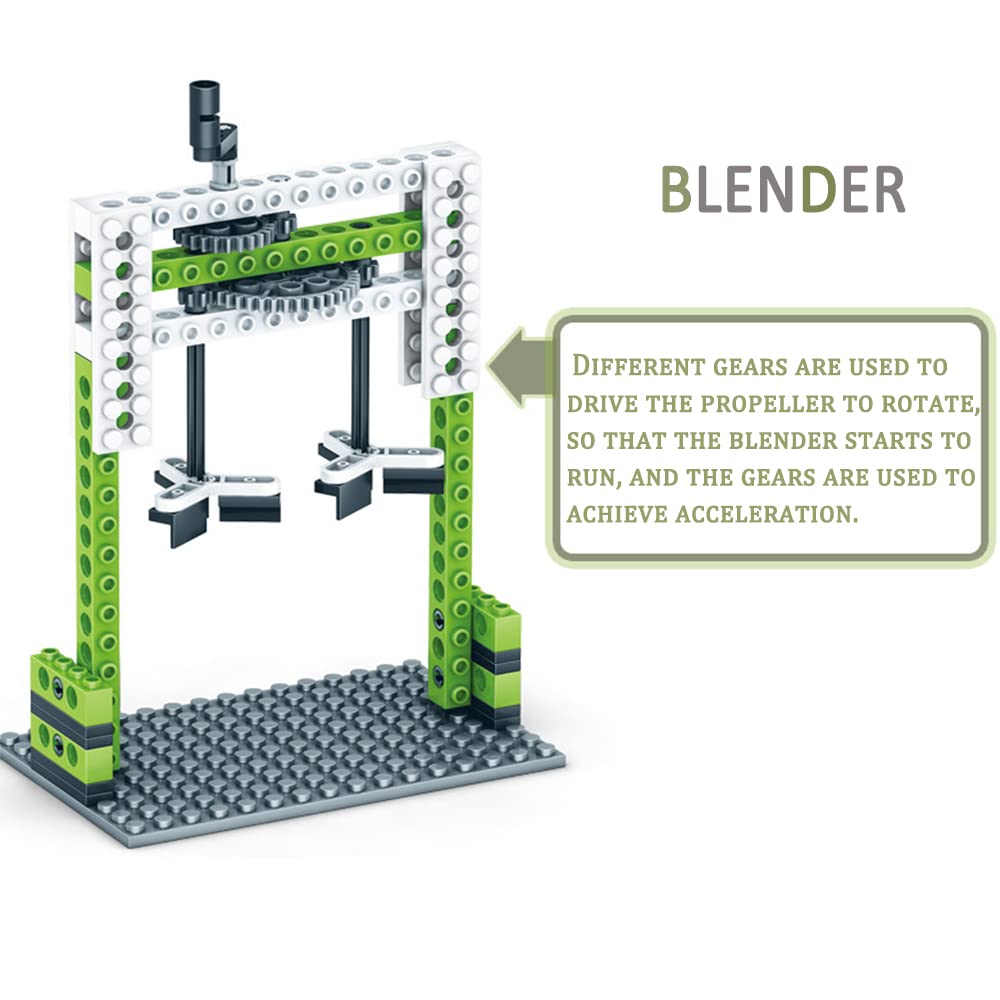 Ulanlan STEM Mechanics Gears Construction Kit 13 Models in 1, Motion Essential Set, Ferris Wheel/Merry-go-Round/Seesaw/Crane/Windmill Engineering Science Education Building Kit