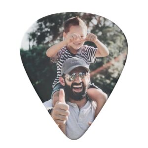 Custom Guitar Pick Personalized Guitar Picks Design Your Own Text Name Photo Wear Resistant Gifts for Dad Guitar Player Boyfriend Guitar Accessories for Acoustic Guitar Ukulele (0.71mm)