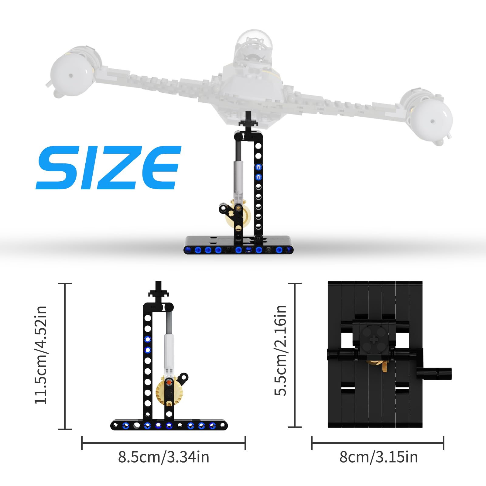 Display Stand for Lego Mando N-1 Fighter 75325 Building Kit, Adjustable Angle Multifunctional Bracket, Fun Buildable Toy Playset for Kids Aged 6 and Up (58 Pieces)