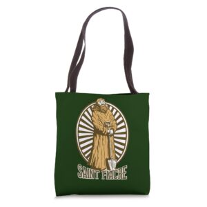 saint fiacre patron saint of gardeners catholic garden irish tote bag