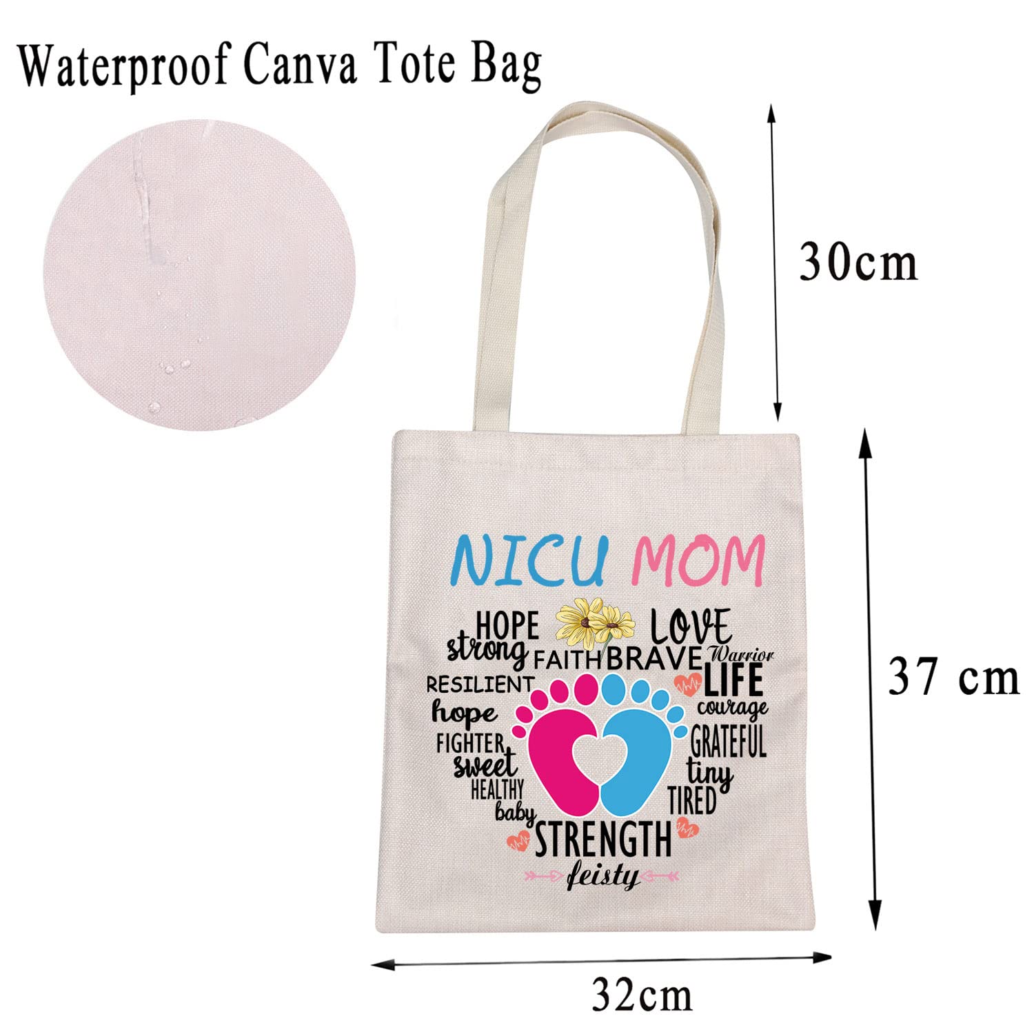 MBMSO NICU Mom Gifts Preemie Mom Gifts NICU Gifts for Mom Tote Bag NICU Awareness Gift for Mommy Premature Birth New Mom Gift (NICU MOM TB)