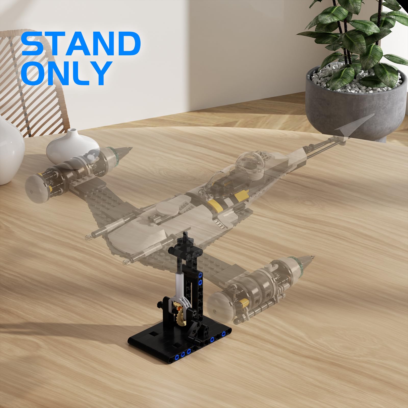 Display Stand for Lego Mando N-1 Fighter 75325 Building Kit, Adjustable Angle Multifunctional Bracket, Fun Buildable Toy Playset for Kids Aged 6 and Up (58 Pieces)