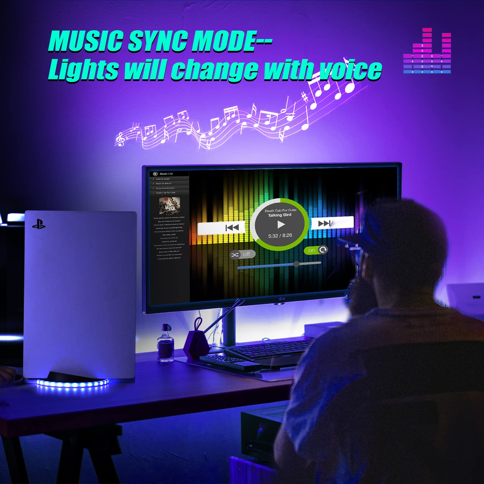 Nargos PS5 Base LED Light - PS5 Accessories RGB Vertical Stand Light with 7 Colors for Playstation 5 Digital & Disc Edition Console