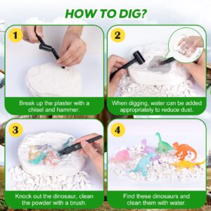 Dinosaurs Dig Kit Digging Set, Educational DIY Toys Science Kit-Dig Up Unique Real Dinosaurs, Geology Archaeology Gifts for Boys Girls Kid Toys