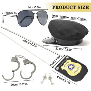 Timisea Police Accessories Kit - Pretend Play Detective Role Costume Set With Hat, Handcuffs, Sunglasses, Badge for Kids