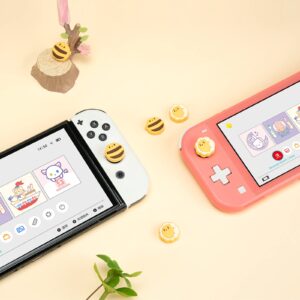 GeekShare Cute Silicone Joycon Thumb Grip Caps, Joystick Cover Compatible with Nintendo Switch/OLED/Switch Lite,4PCS - Sunflower & Bee