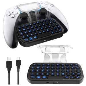 Nargos PS5 Controller Keyboard with Backlight Playstation 5 DualSense Chatpad Wireless Bluetooth Mini Keyboard Controller Accessories - Black