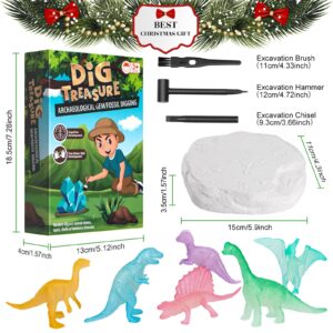 Dinosaurs Dig Kit Digging Set, Educational DIY Toys Science Kit-Dig Up Unique Real Dinosaurs, Geology Archaeology Gifts for Boys Girls Kid Toys