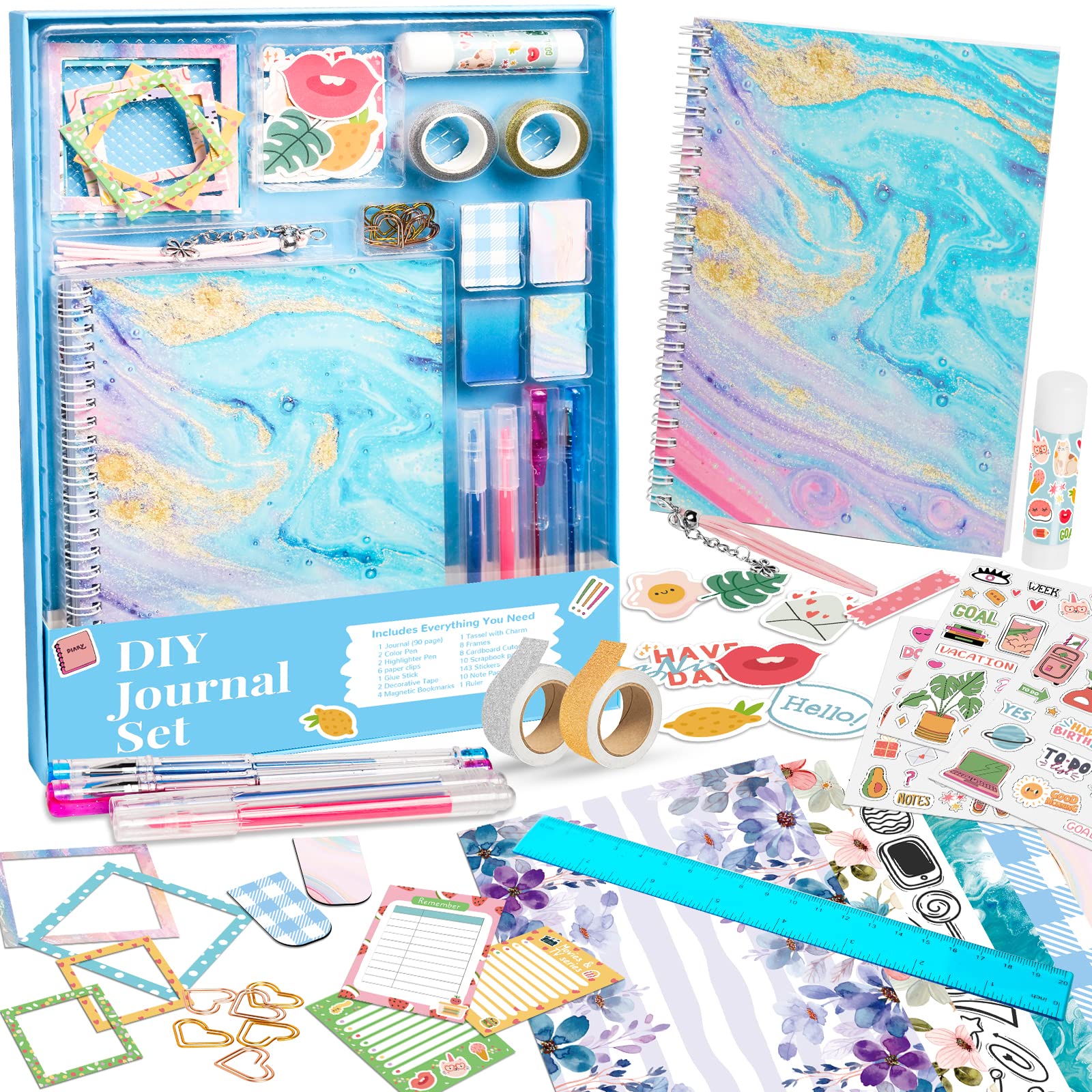 ABERLLS DIY Journal Kit for Girls, Birthday Gift for 6 7 8 9 10 11 12 Year Old Girl, Art Crafts Kits for Tween Teenage Kids, Scrapbook Diary Supplies Toy Set