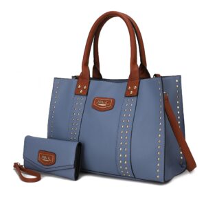 mkf collection tote bag for women, vegan leather top-handle crossover wristlet wallet & satchel handbag purse