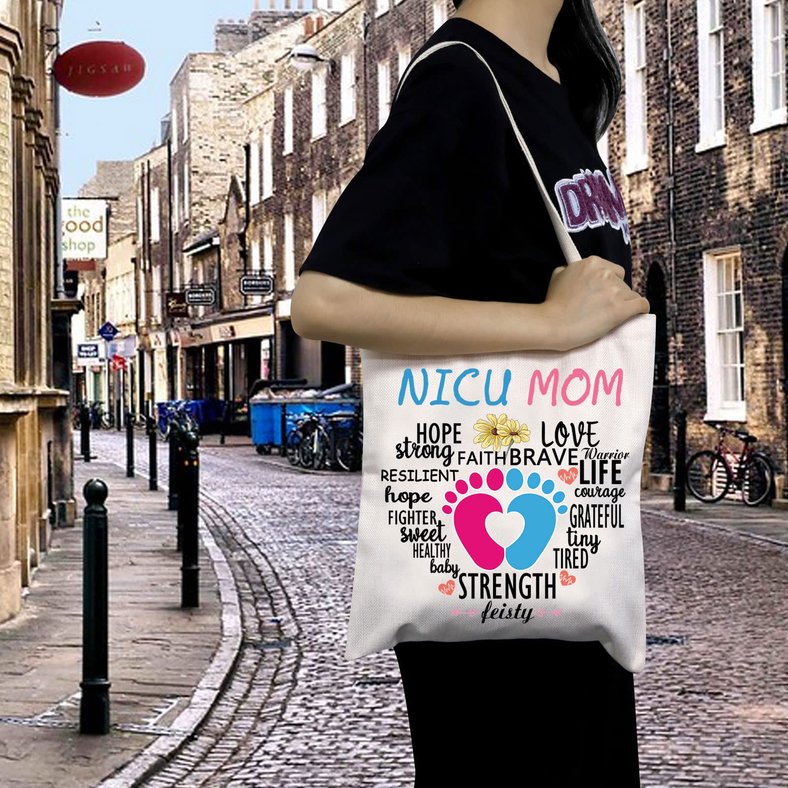 MBMSO NICU Mom Gifts Preemie Mom Gifts NICU Gifts for Mom Tote Bag NICU Awareness Gift for Mommy Premature Birth New Mom Gift (NICU MOM TB)