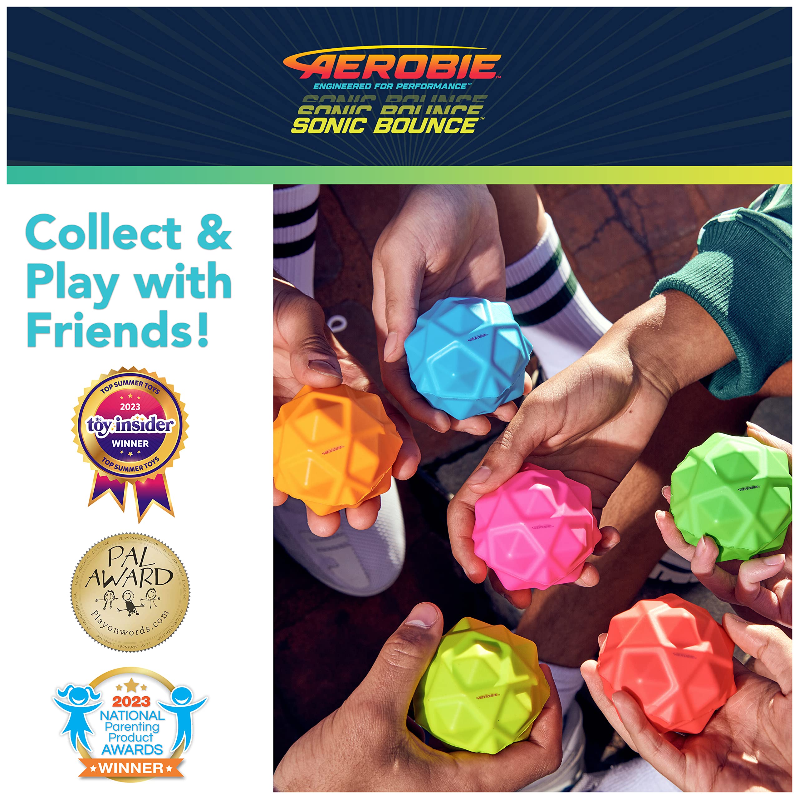 Aerobie Sonic Bounce Ball, Spiky Bouncy Balls for Kids & Kids Toys, Outdoor Games & Birthday Party Favors for Kids & Teens Aged 8 & Up, 3-Pack