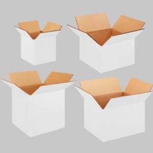 BannerBuzz Shipping Corrugated Box, 100% Recyclable, Made of Single Wall C Flute Corrugated Fiberboard in Semi-gloss White Kraft Paper with ECT 25# (12" x 10" x 8", Pack of 100)