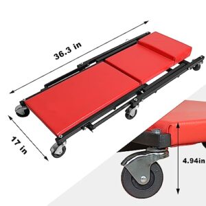 BIG RED Z-Creeper Seat,36" Foldable Creeper,2-in-1 Garage Shop Creeper for Auto Repair,36" RED,300 Lbs Capacity,with 6 Pcs Wheels,ATR6505R,Torin