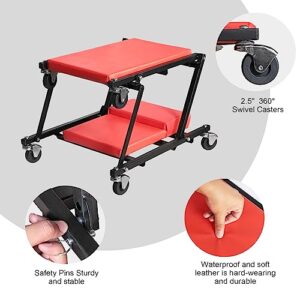 BIG RED Z-Creeper Seat,36" Foldable Creeper,2-in-1 Garage Shop Creeper for Auto Repair,36" RED,300 Lbs Capacity,with 6 Pcs Wheels,ATR6505R,Torin