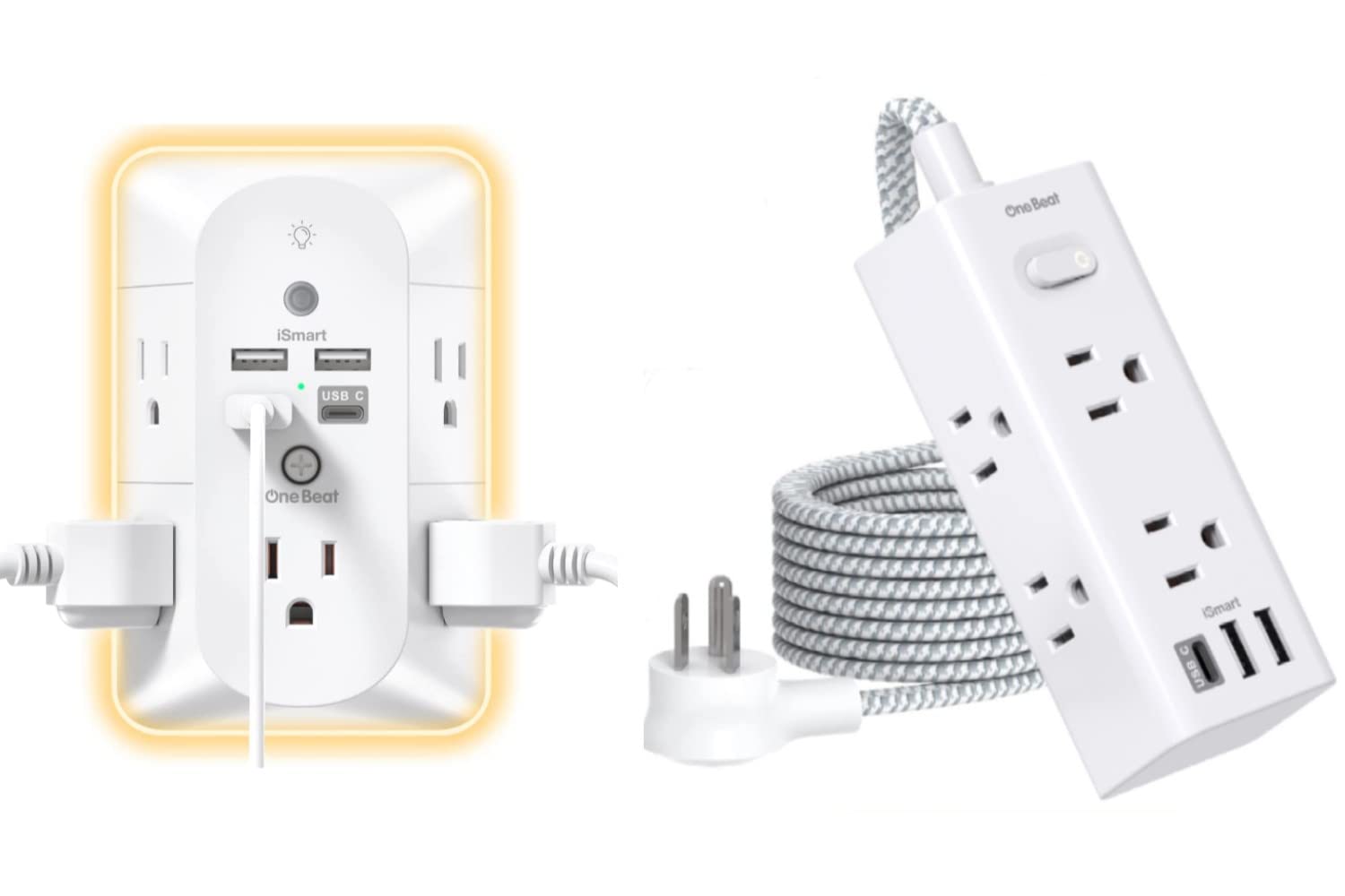 Surge Protector, Outlet Extender Power Strip, USB Wall Charger, Multi Plug Outlets with Spaced Outlets for Home, Office