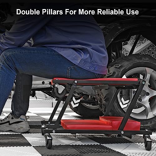 BIG RED Z-Creeper Seat,36" Foldable Creeper,2-in-1 Garage Shop Creeper for Auto Repair,36" RED,300 Lbs Capacity,with 6 Pcs Wheels,ATR6505R,Torin