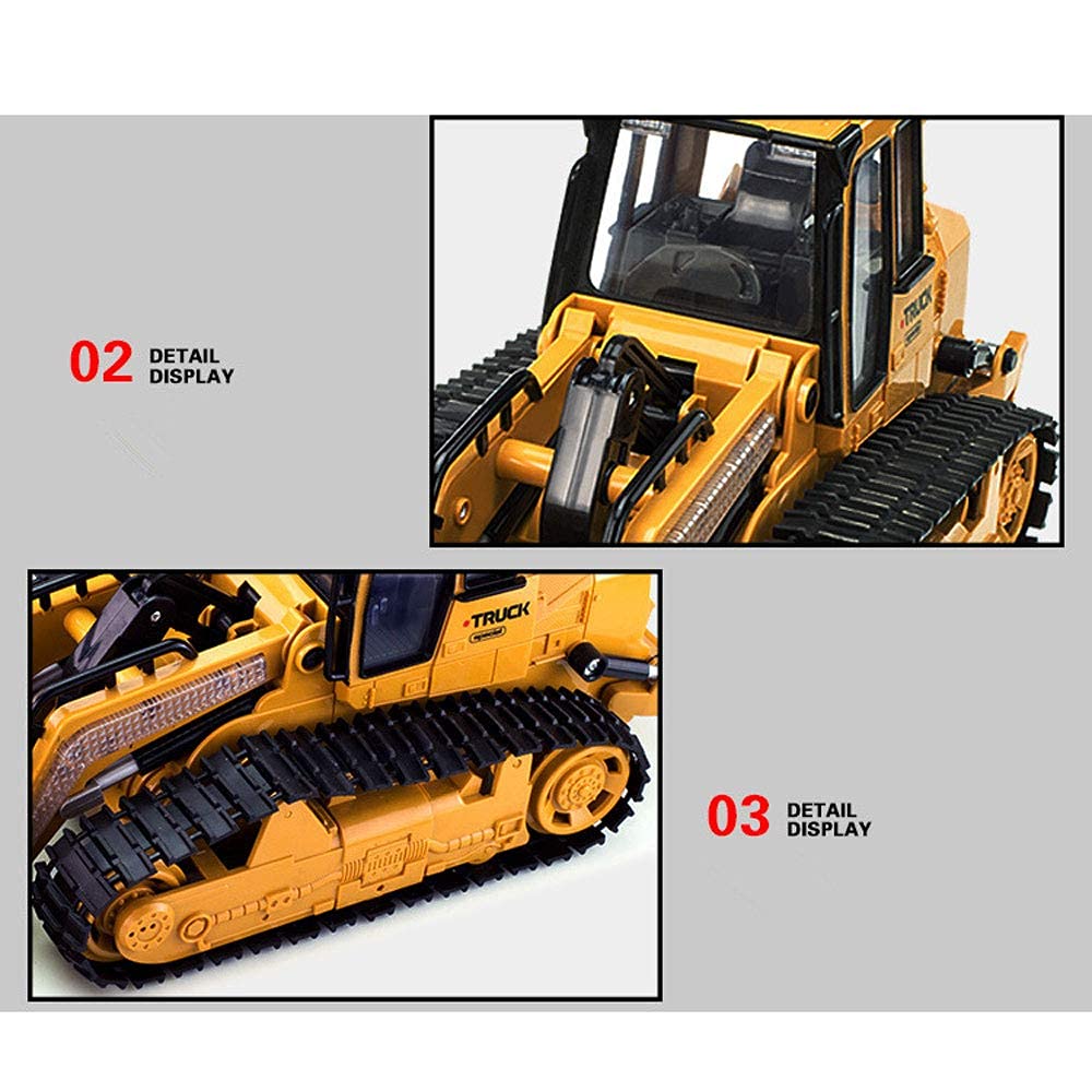 QAQQVQ Remote Control Front Loader 6 Channel Bulldozer Toy RC Construction Vehicles Truck, 2.4Ghz Remote Control Bulldozer Tractor for Boys Kids with Lights