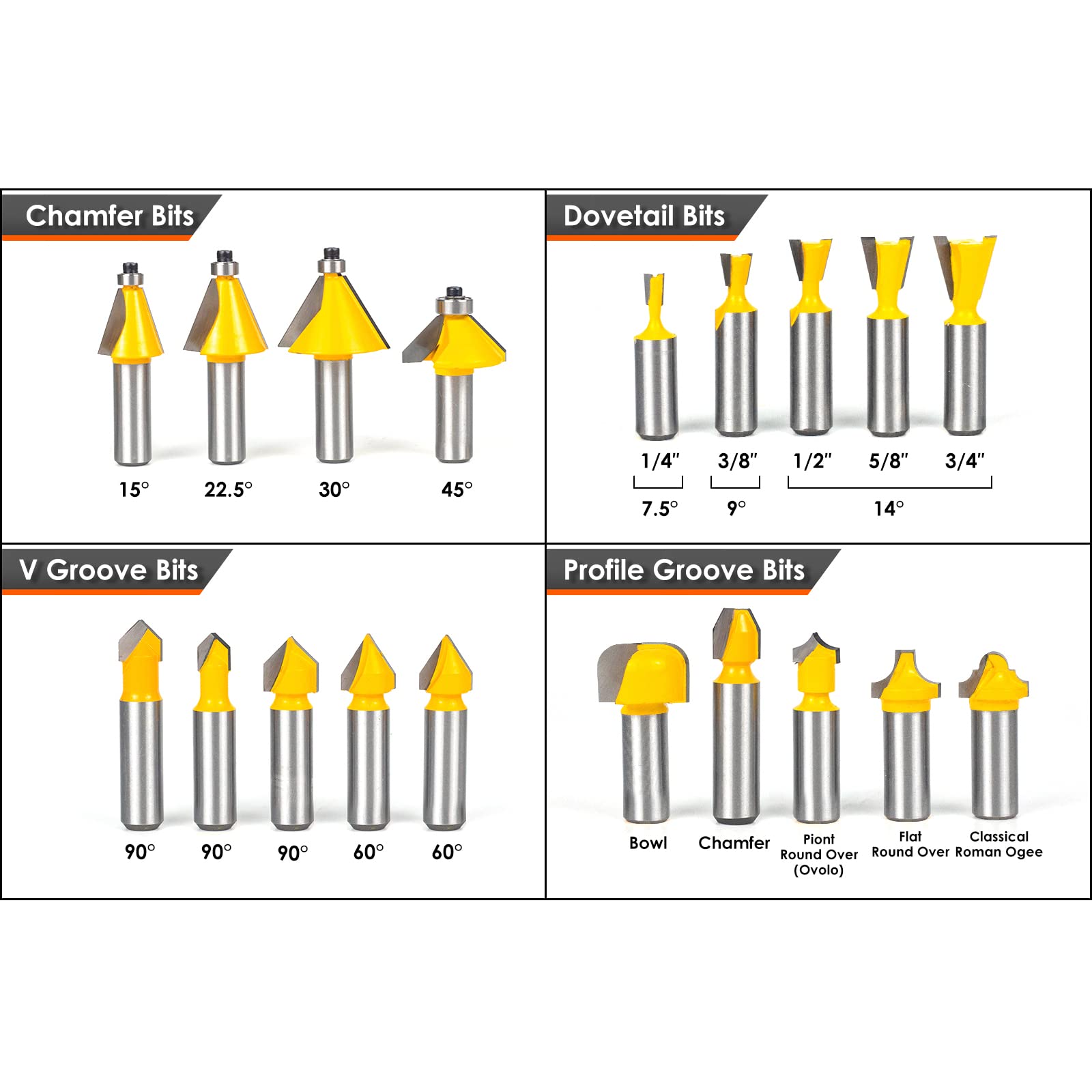 Router Bits Set 1/2 Inch Shank - BAIDETS 70 Pcs Router Bit Professional Carbide 1/2 Inch Shank Kit for Carpenter Woodworking