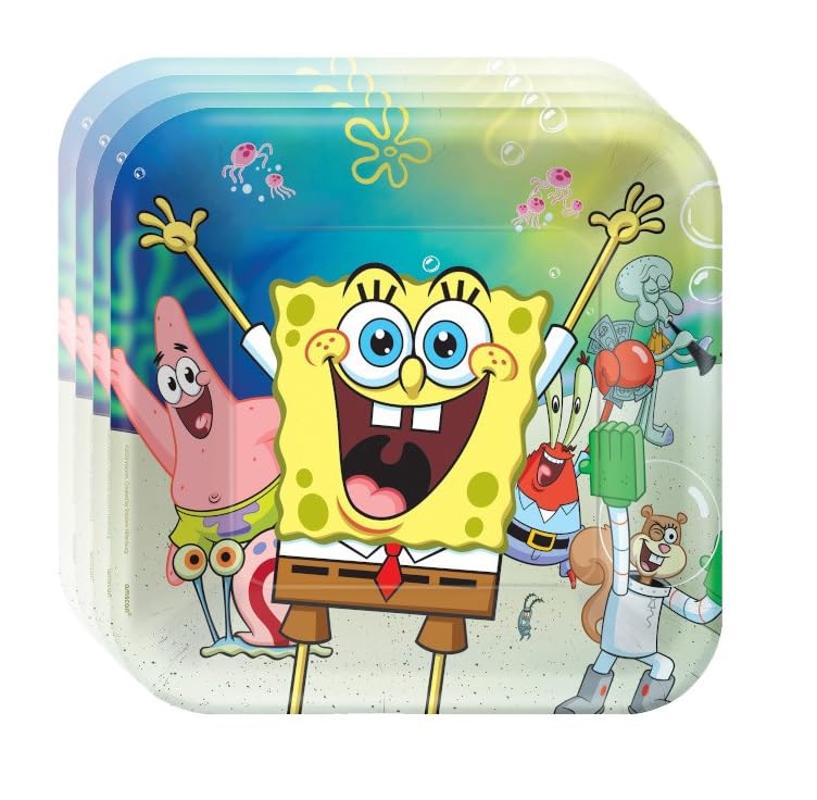 Spongebob Birthday Party Supplies Bundle Pack includes Paper Plates - 24 Count