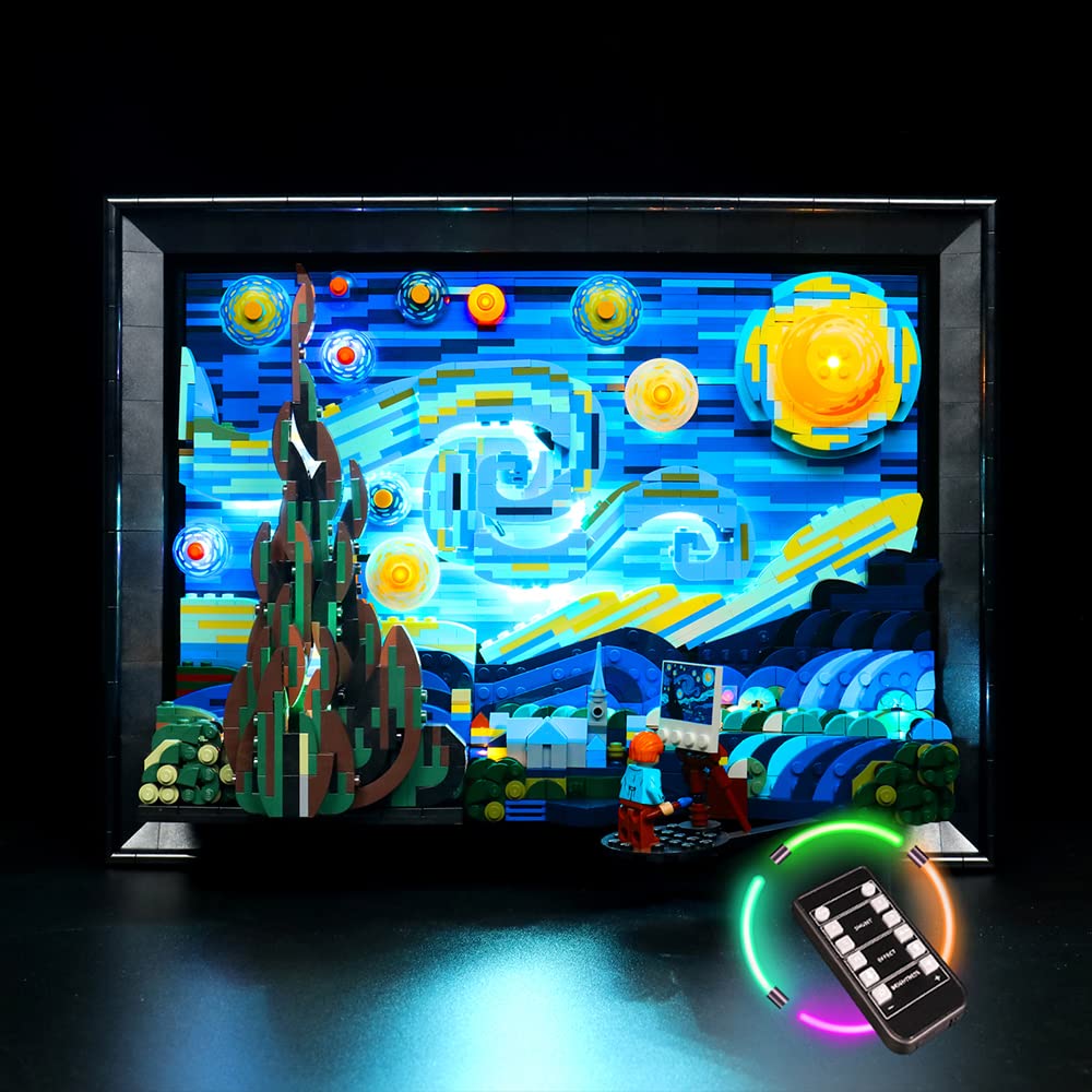 VONADO LED Light Kit Compatible with Starry Night Lego 21333, Remote Control Lighting Compatible with Lego Van Gogh Starry Night 21333 (NO Lego Model,ONLY Lights)