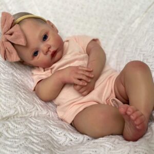 zero pam 19" realistic reborn baby doll girl, lifelike soft silicone vinyl, handmade weighted toddler toy with real skin tone