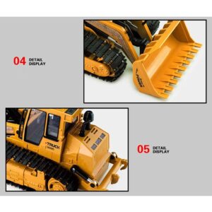 QAQQVQ Remote Control Front Loader 6 Channel Bulldozer Toy RC Construction Vehicles Truck, 2.4Ghz Remote Control Bulldozer Tractor for Boys Kids with Lights