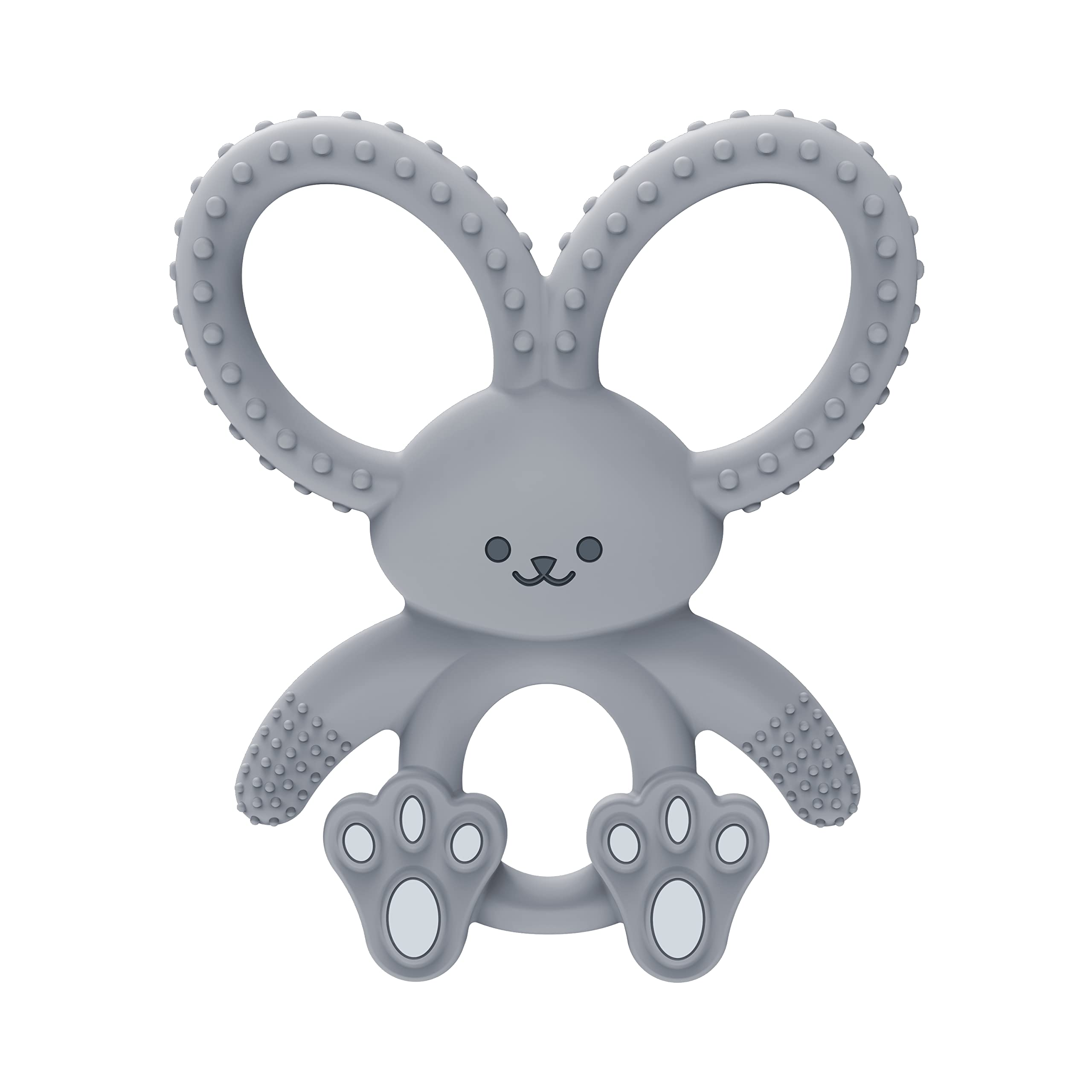 Dr. Brown's Flexees Gray Bunny, Soft 100% Silicone Baby Teether, BPA Free, 3m+