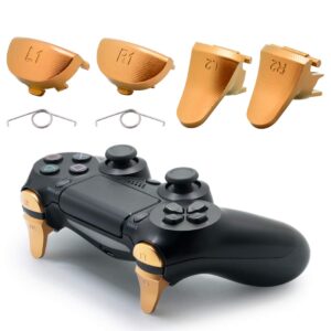 TOMSIN Replacement Triggers for PS4 Slim/ PS4 Pro Controller, Aluminum Metal L1 R1 L2 R2 Trigger Buttons for PS4 Controller Gen 2 (Bronze)