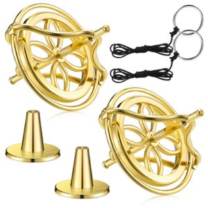 meekoo 2 packs gyroscope toys metal anti gravity gyroscope colorful precision top gyroscope for christmas educational gifts(gold)