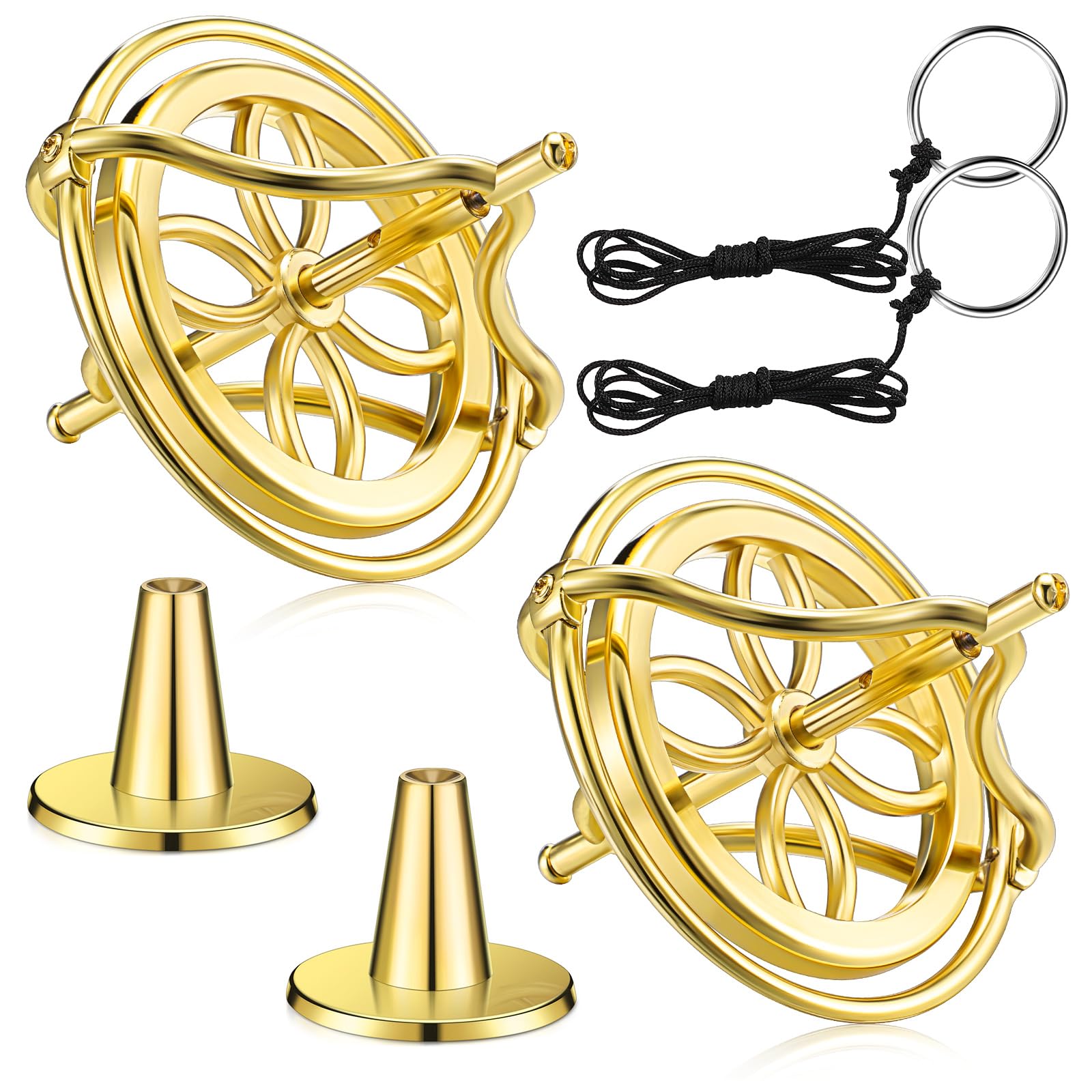 meekoo 2 Packs Gyroscope Toys Metal Anti Gravity Gyroscope Colorful Precision Top Gyroscope for Christmas Educational Gifts(Gold)