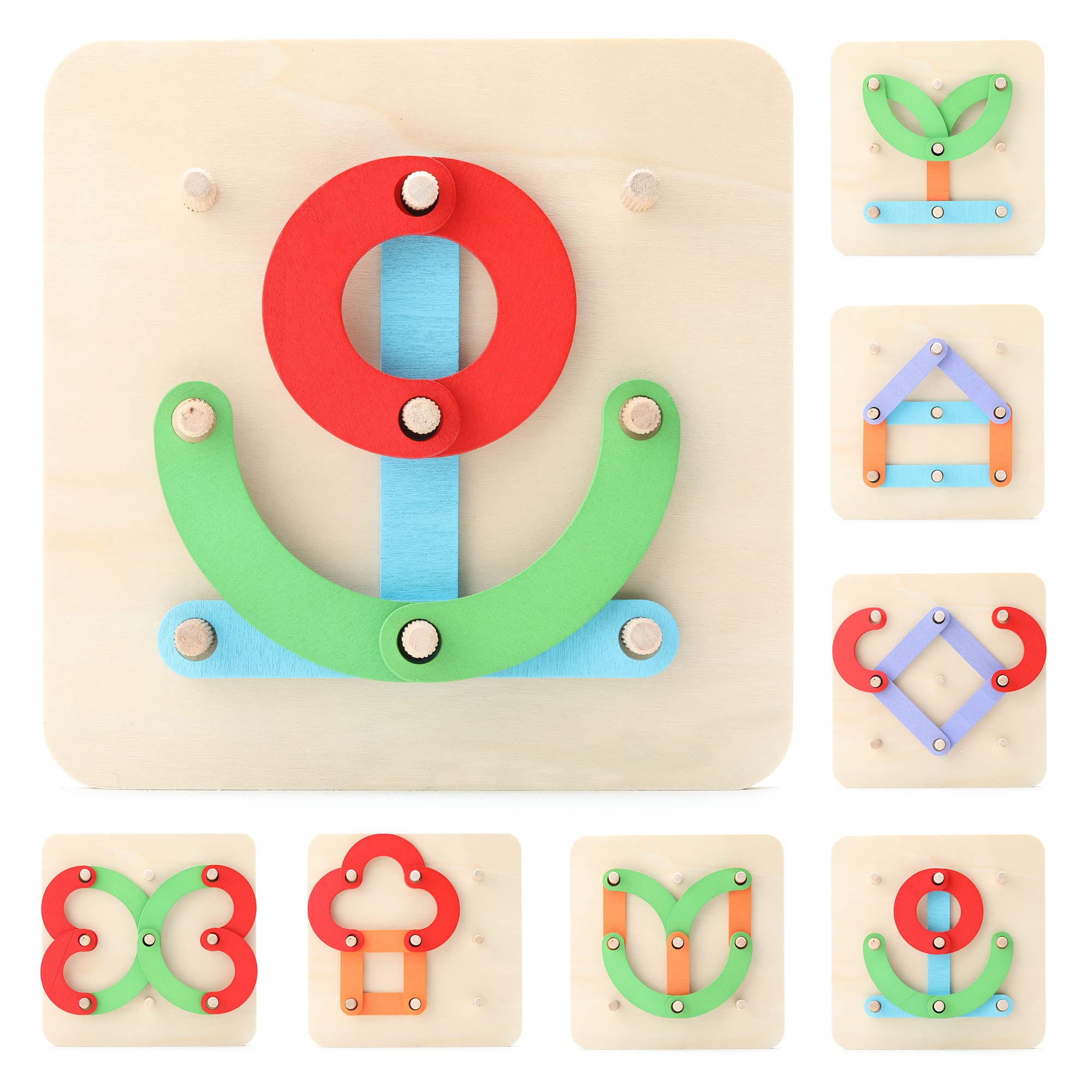 Sank Multifuctional Montessori Pillar Collage Toys Wooden Learning Toys,Baby Puzzles Educational Building Blocks and Shapes for Toddlers Kids Boys Girls Age 3+ Years Old(26 Shape Pieces)